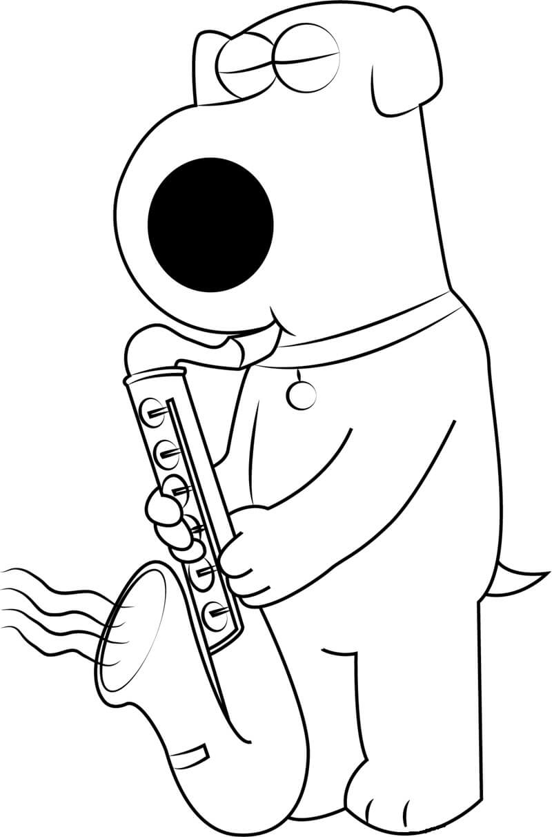 Desenhos de Brian Griffin tocando Saxofone para colorir