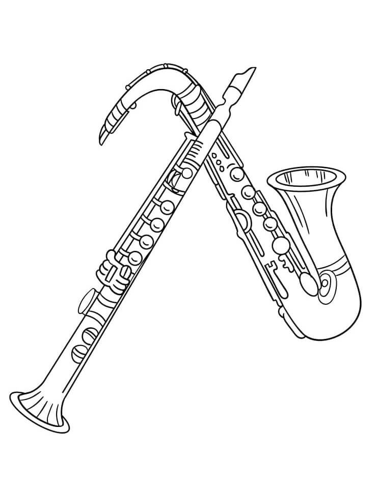 Clarinete e Saxofone para colorir