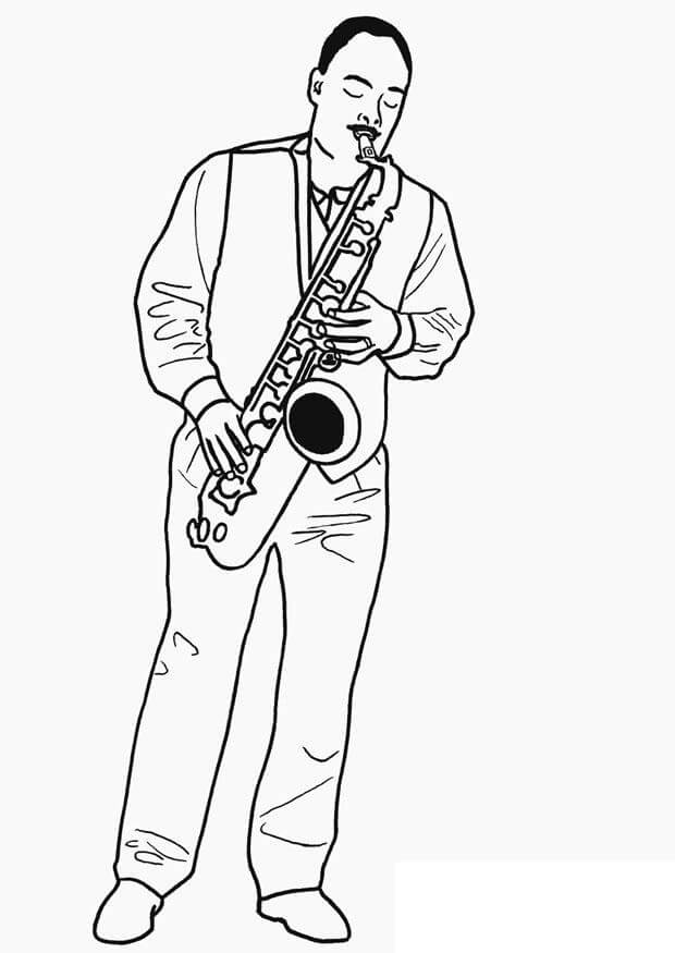 Homem Tocando Saxofone para colorir