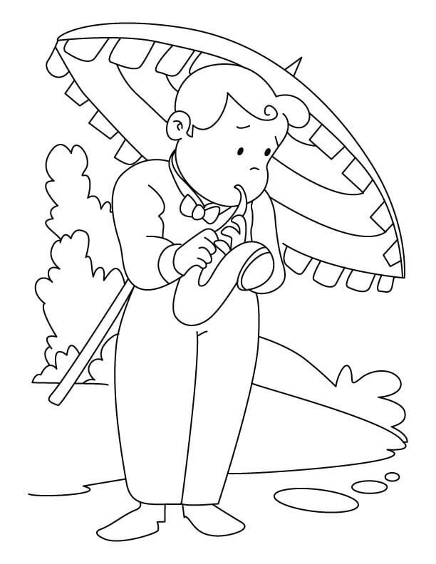 Desenhos de Menino Tocando Saxofone para colorir