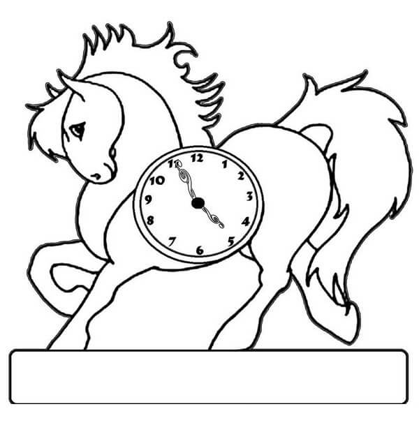 Relógio de Cavalo para colorir