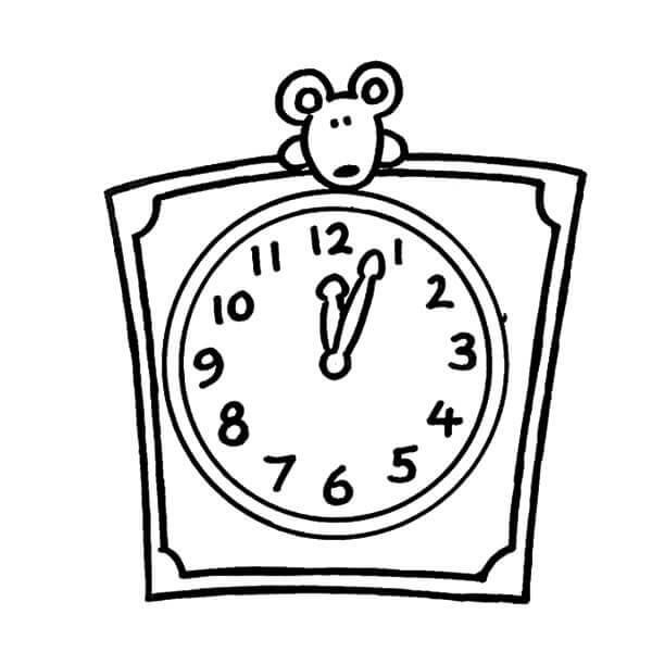 Relógio do Rato para colorir