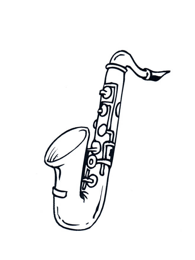 Saxofone de Desenho Básico para colorir