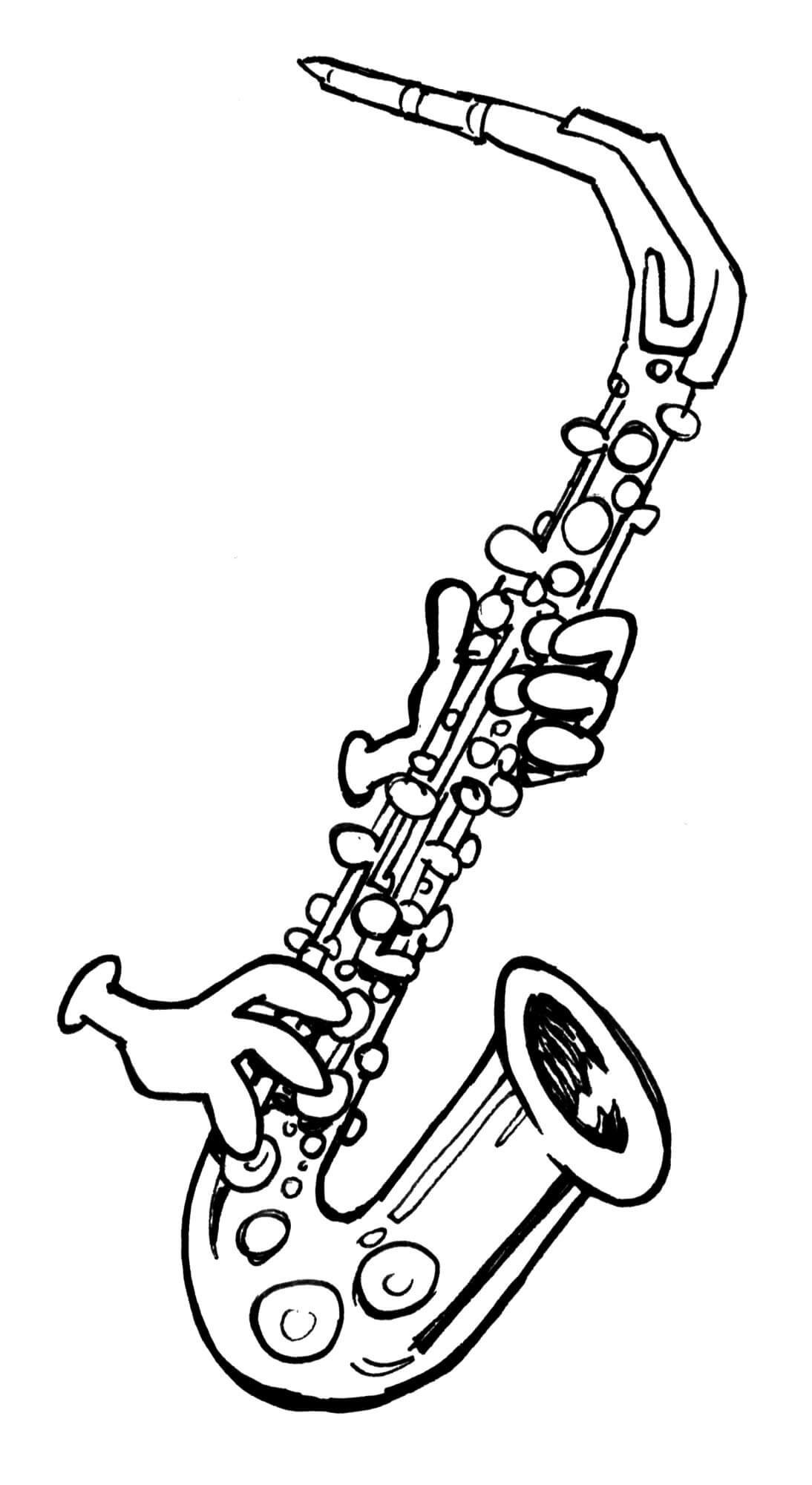 Saxofone Gratuito para colorir