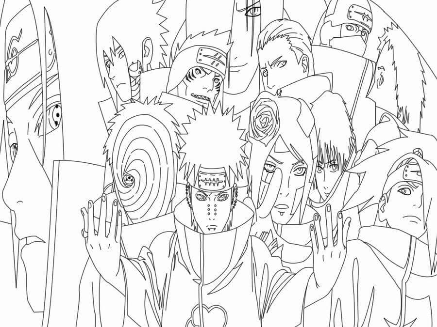 Desenhos de Todos os membros de Obito e Akatsuki para colorir