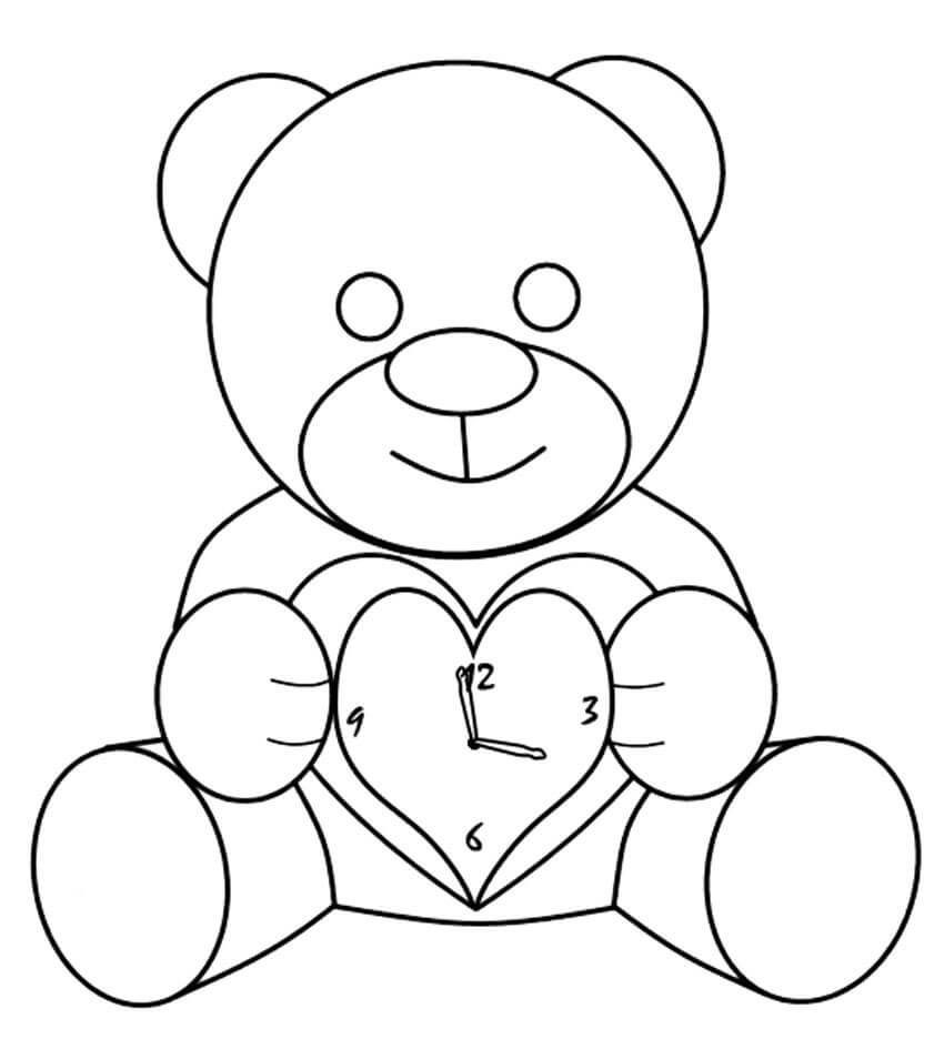 Urso de Pelúcia Relógio para colorir