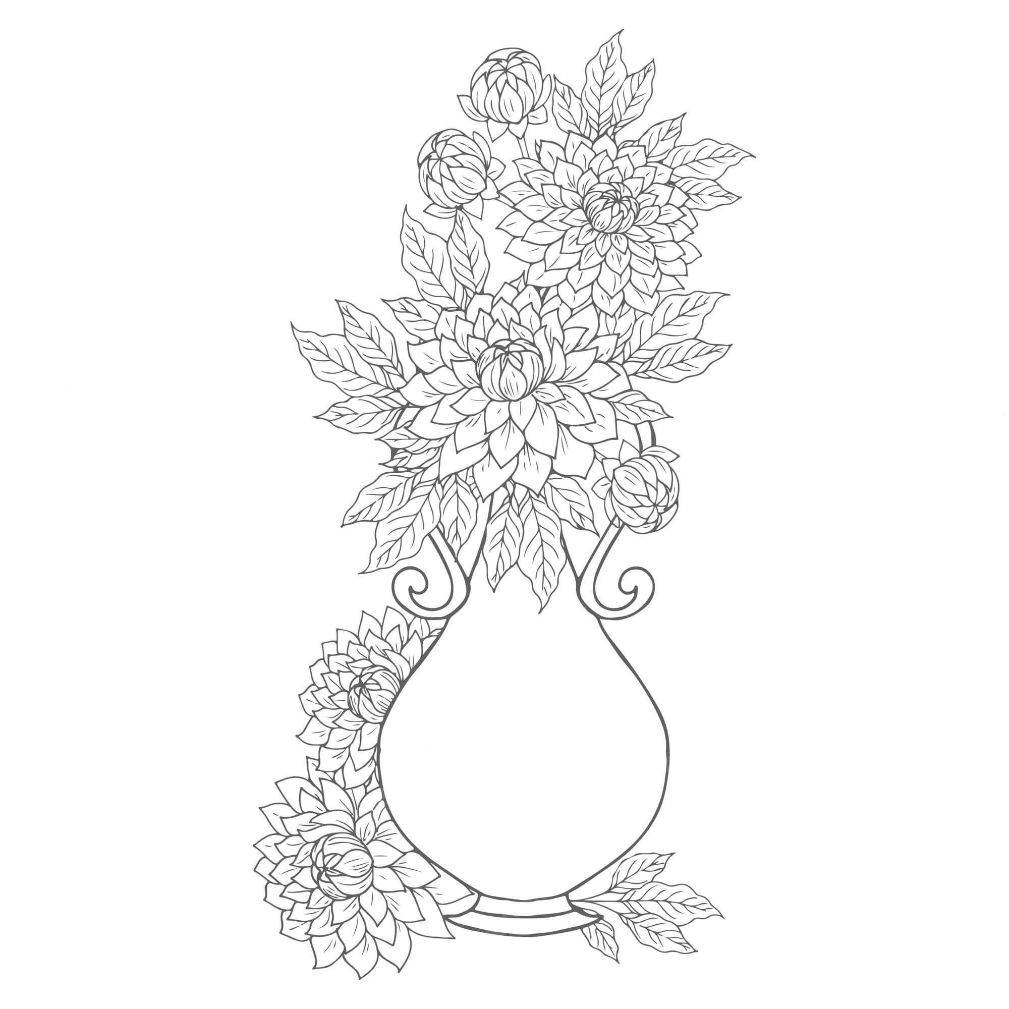 Desenhos de Belo Vaso de Flores para colorir