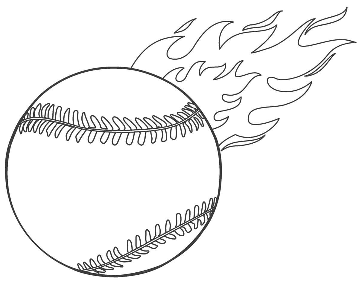 Desenhos de Bola de Beisebol com Chama para colorir