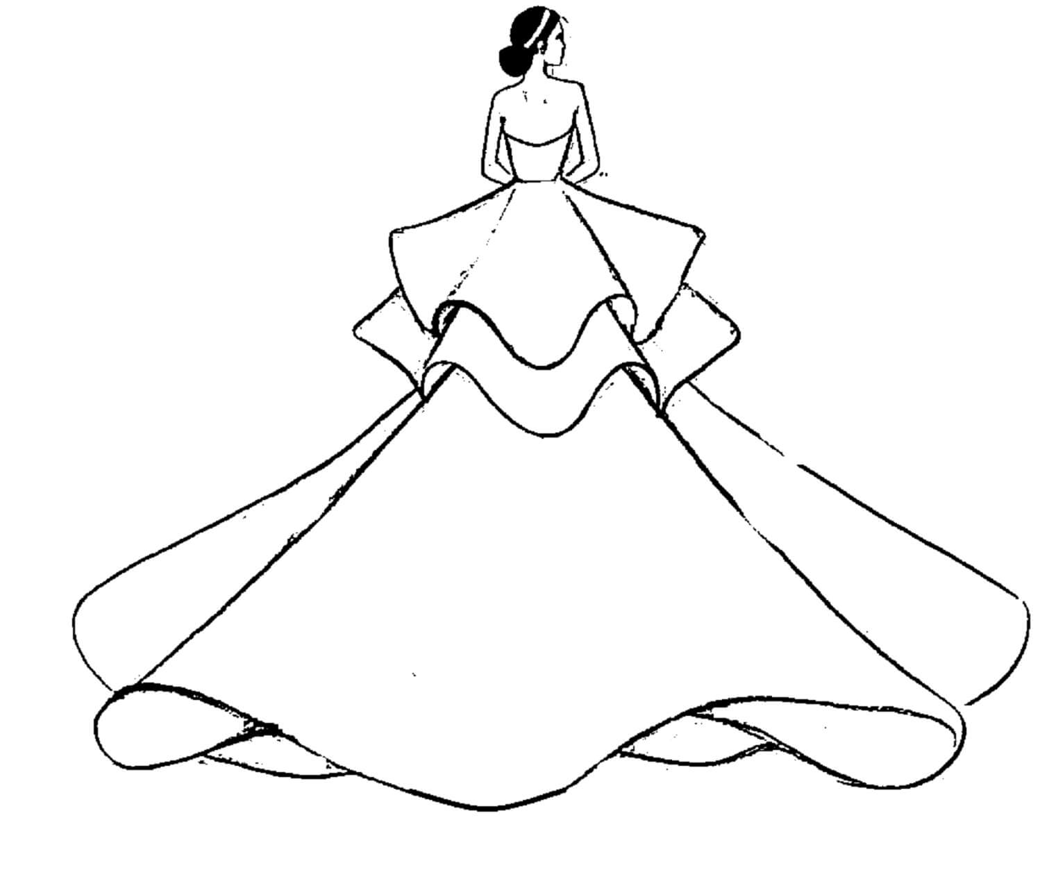 Desenho de Vestido de Noiva para colorir