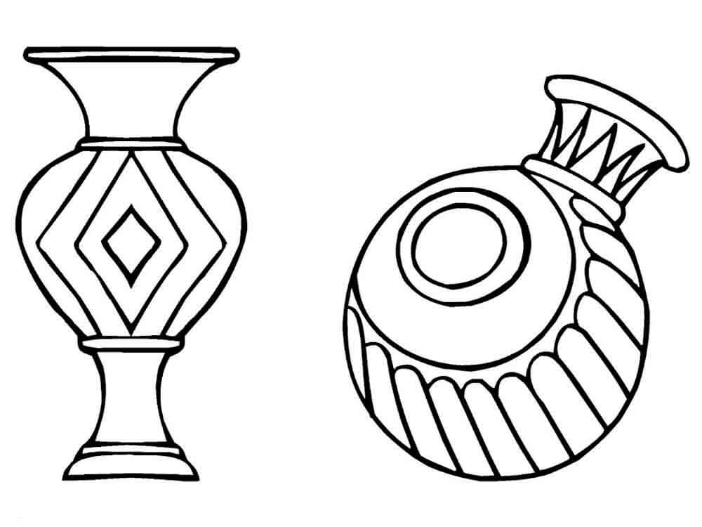 Desenhos de Dois Vasos para colorir