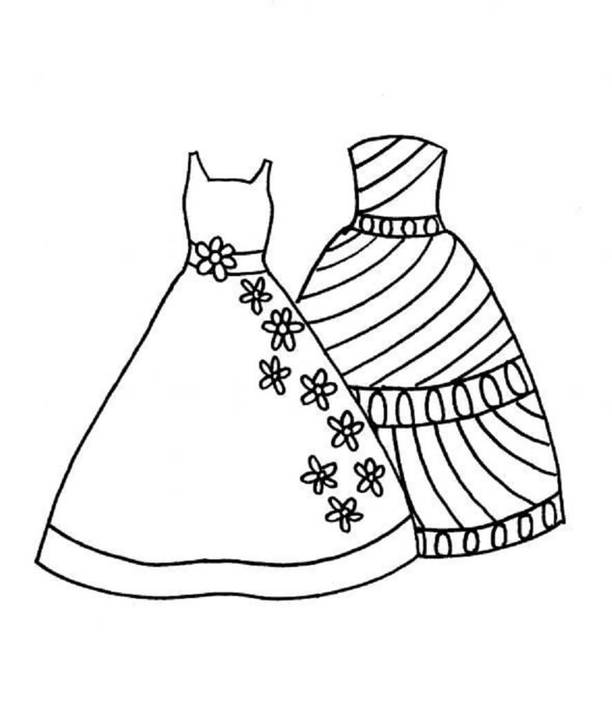 Desenhos de Dois Vestidos para colorir