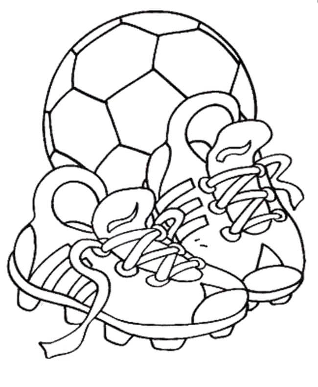 Desenhos de Dois sapatos e Bola de Futebol para colorir