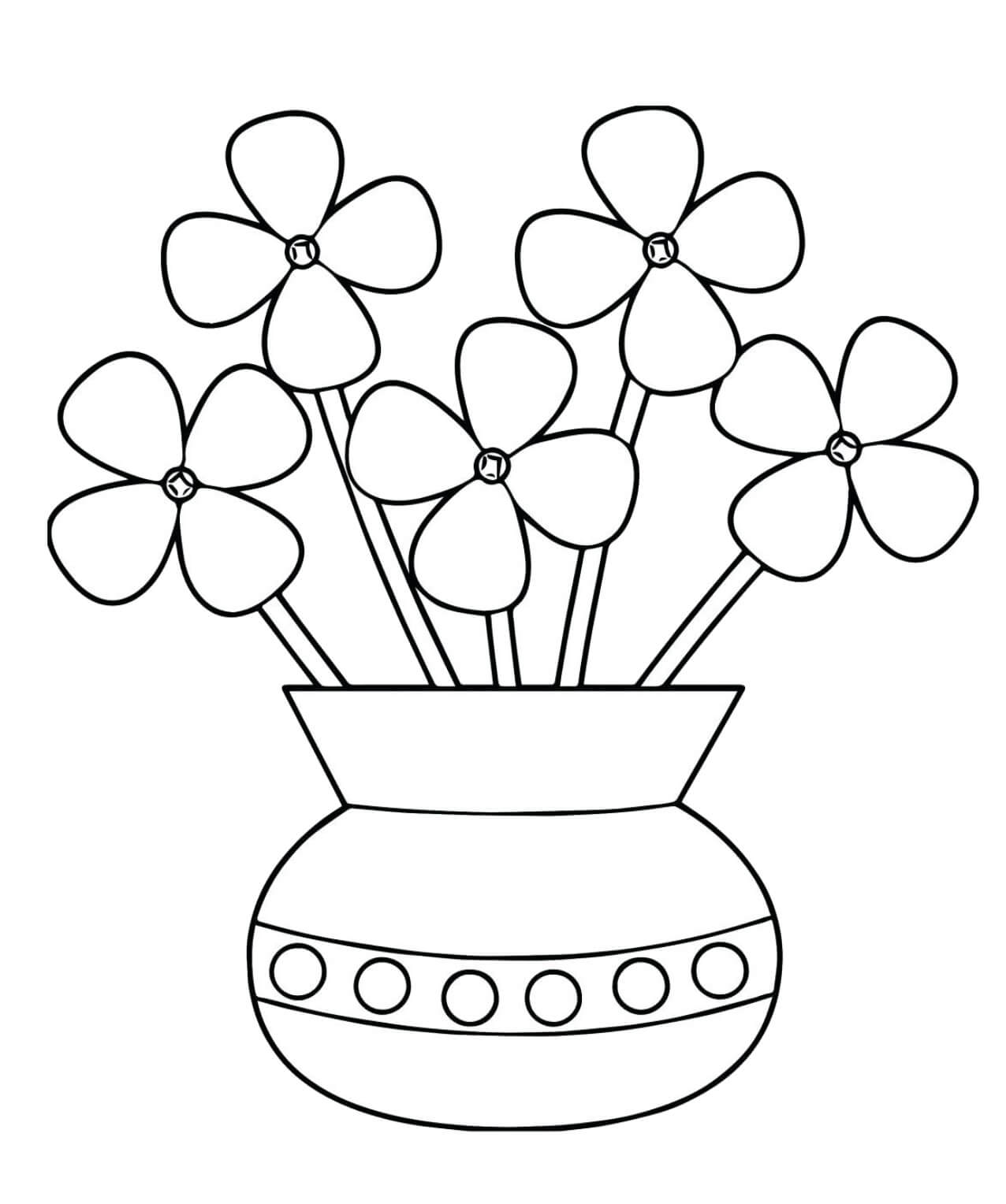Desenhos de Flores Básicas de Vaso para colorir