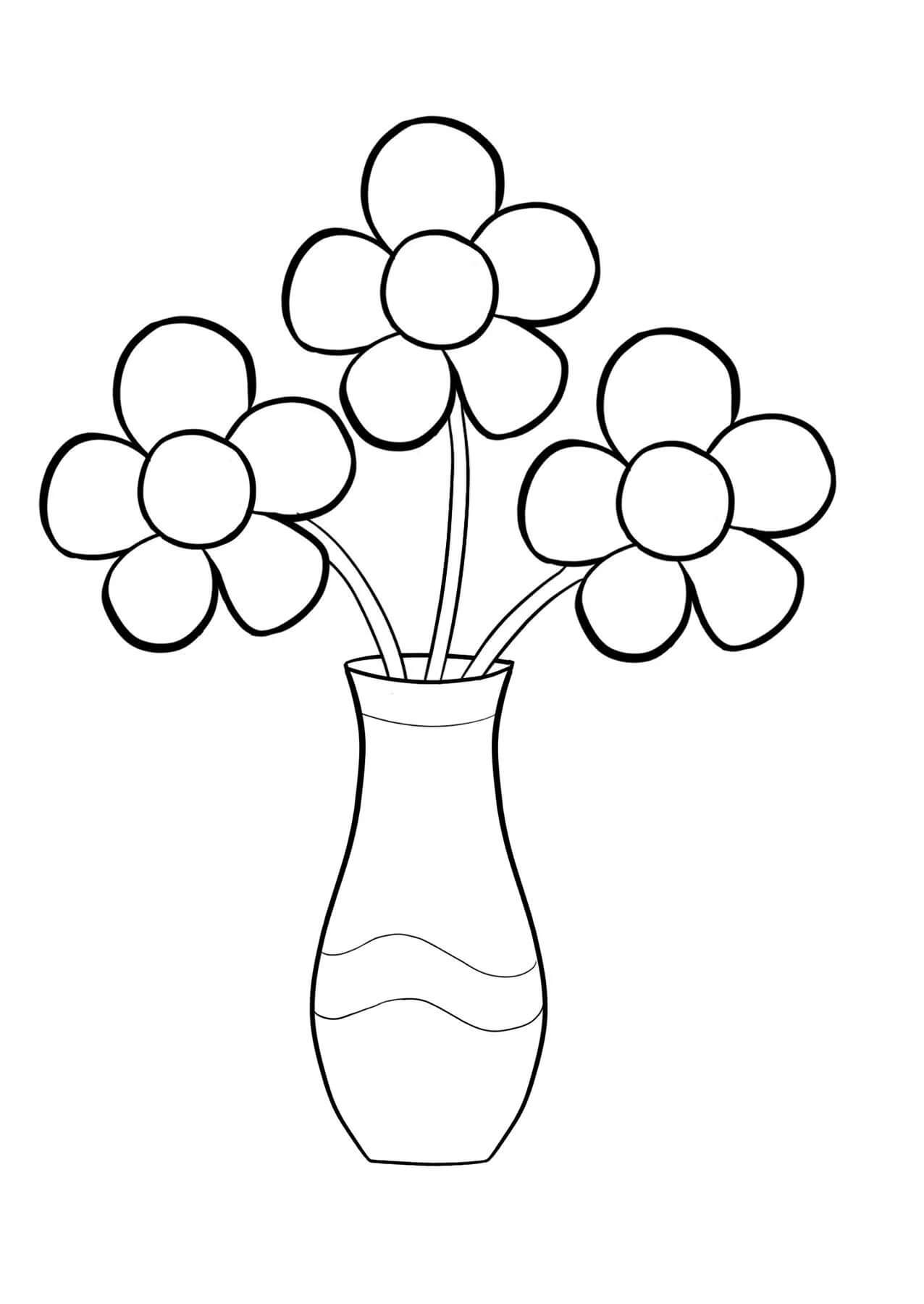 Desenhos de Flores Normais de Vaso para colorir