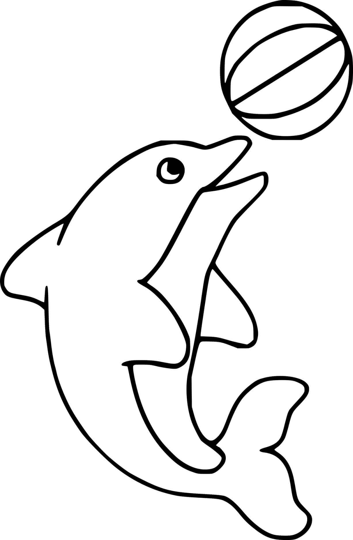 Desenhos de Golfinho Jogando Bola para colorir