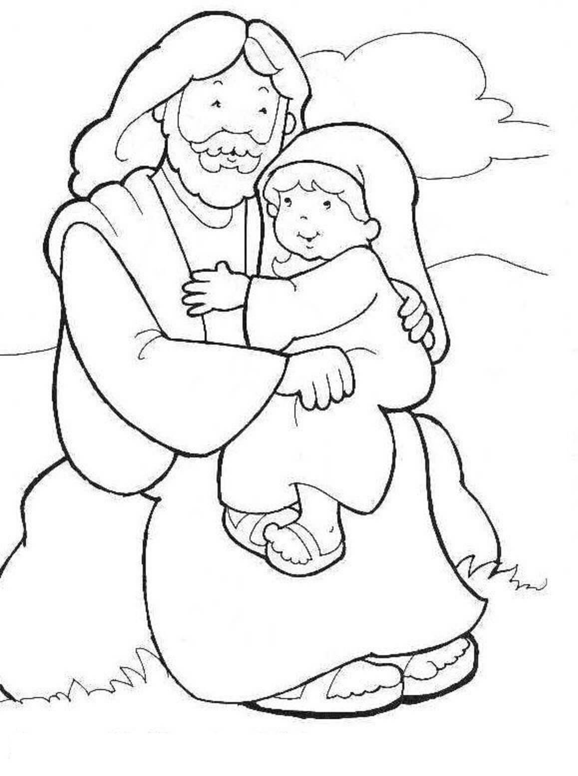 Jesus Abraçando Crianças para colorir