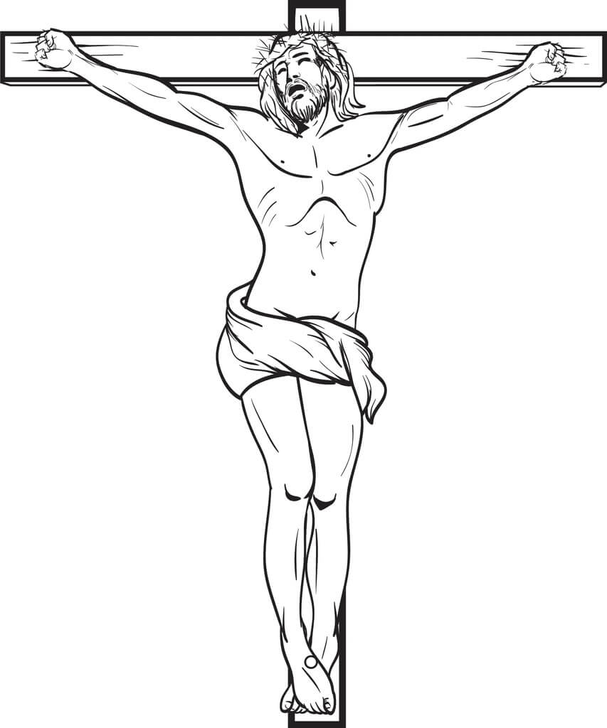 Jesus Cristo Crucificado na Cruz para colorir