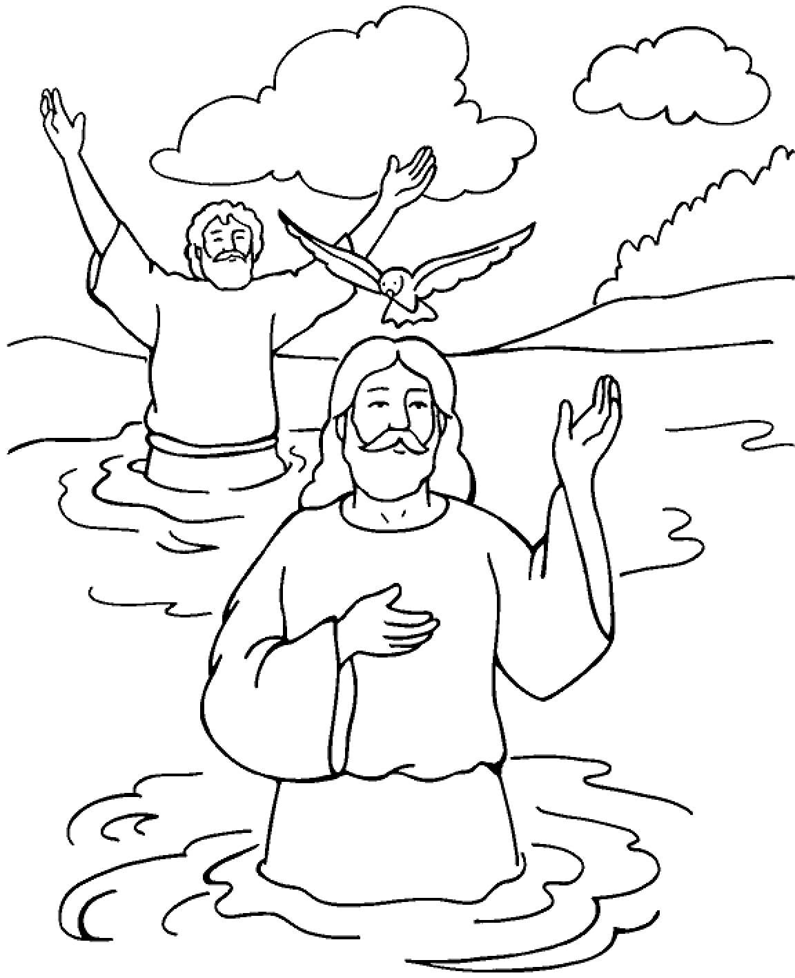 Jesus Está na Água para colorir