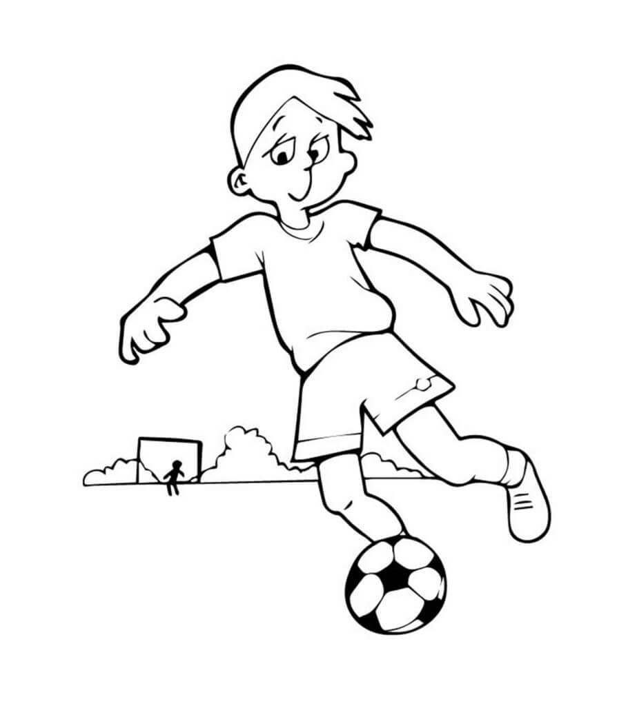 Desenhos de Menino Chutando Bola para colorir