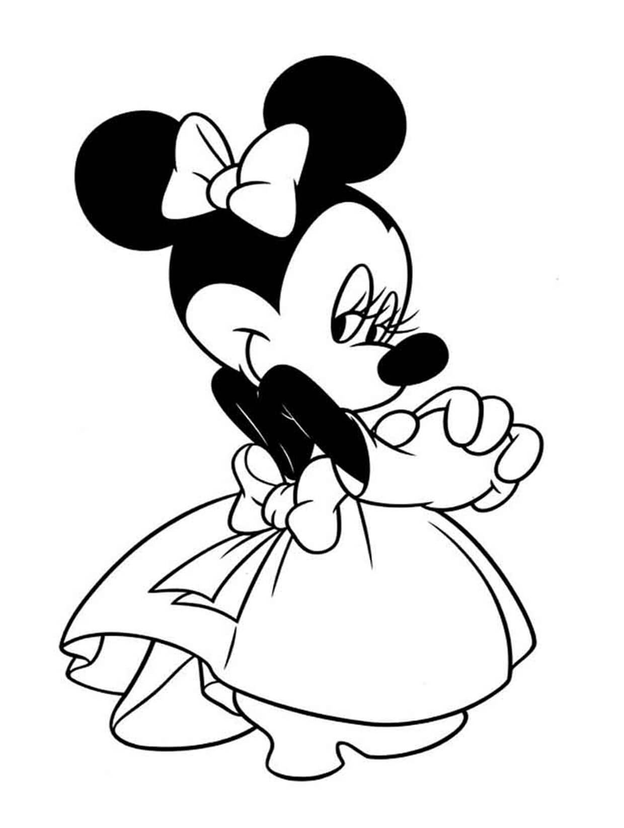 Minnie Mouse de Vestido para colorir