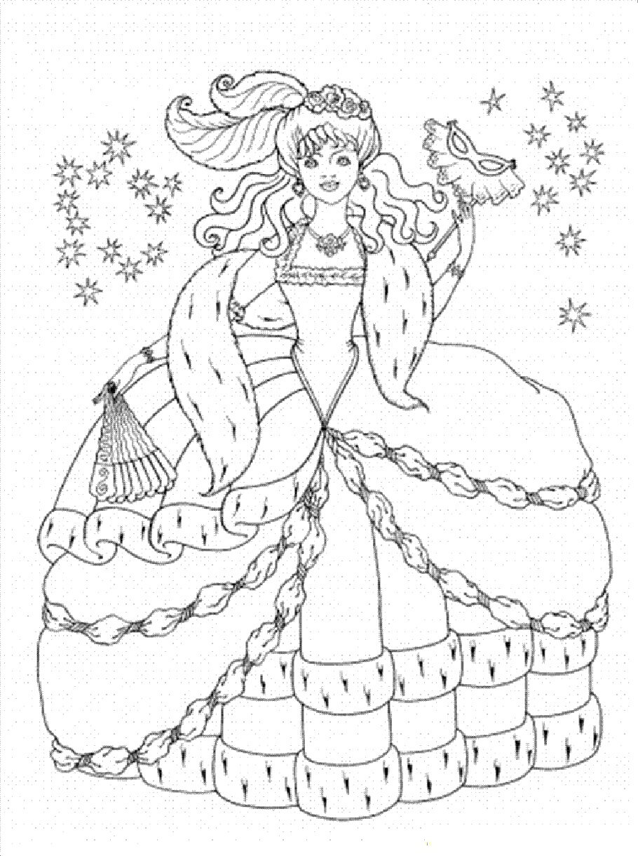 Desenhos de Princesa em seu Vestido para colorir