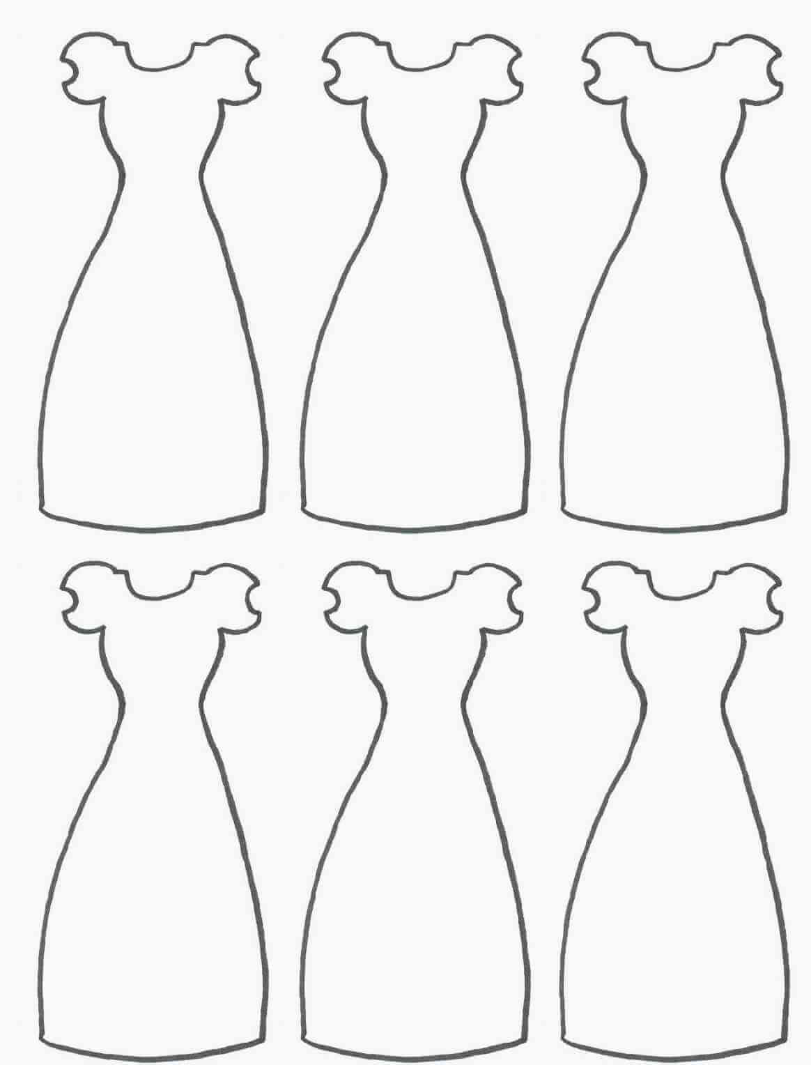 Desenhos de Seis Vestidos Fáceis para colorir