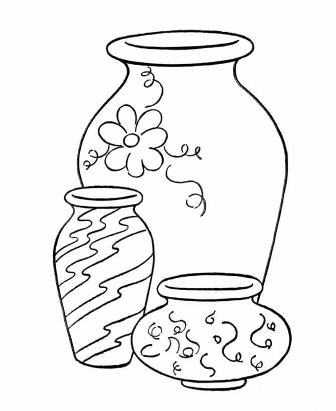 Desenhos de Três Vasos para colorir