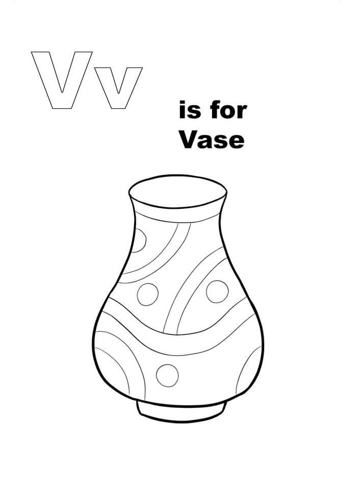 Desenhos de V é para Vaso para colorir