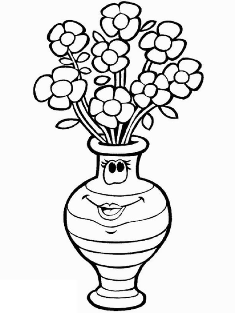 Desenhos de Vaso de Flores Divertido para colorir