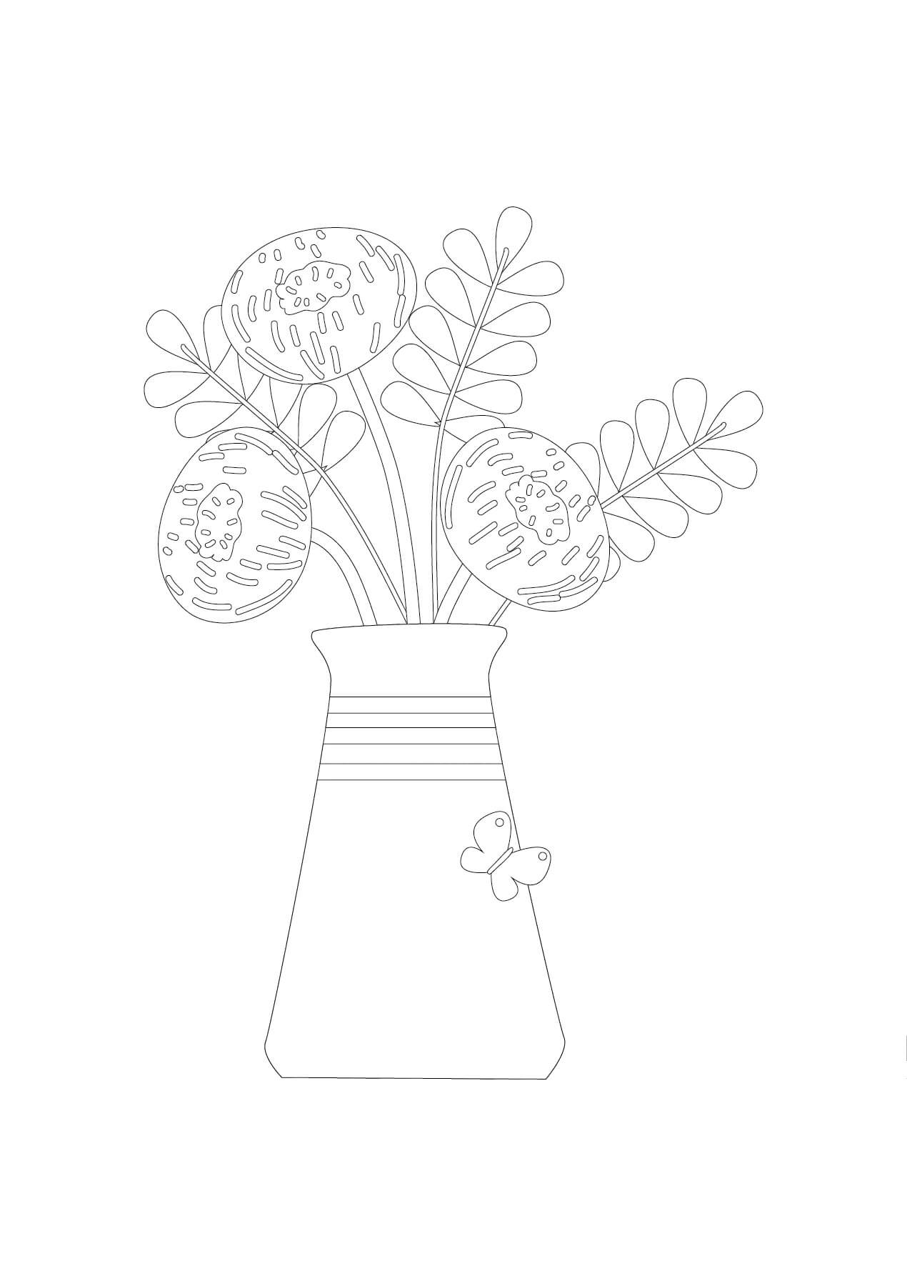 Desenhos de Vaso de Flores com Grande para colorir