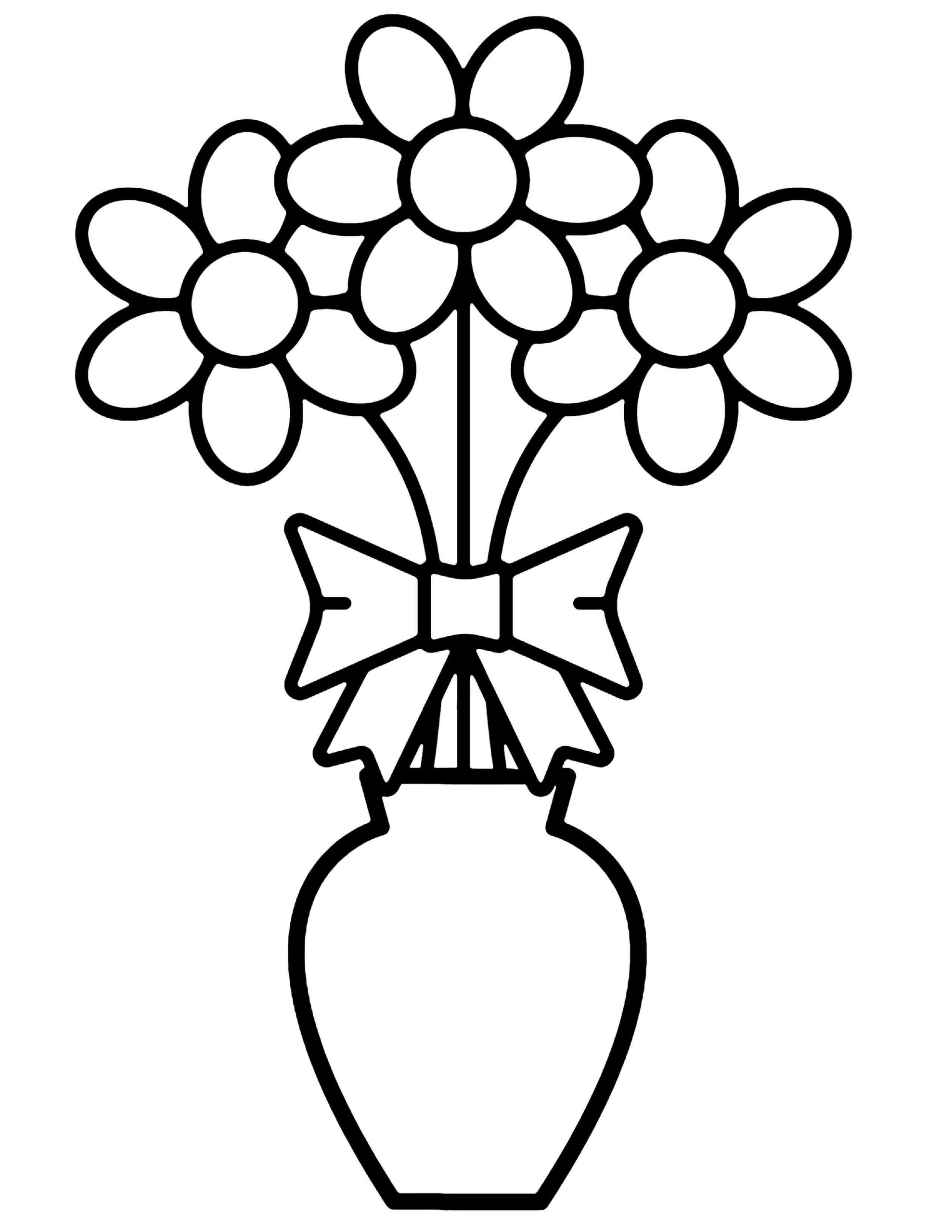 Desenhos de Vaso de Flores com Laço para colorir