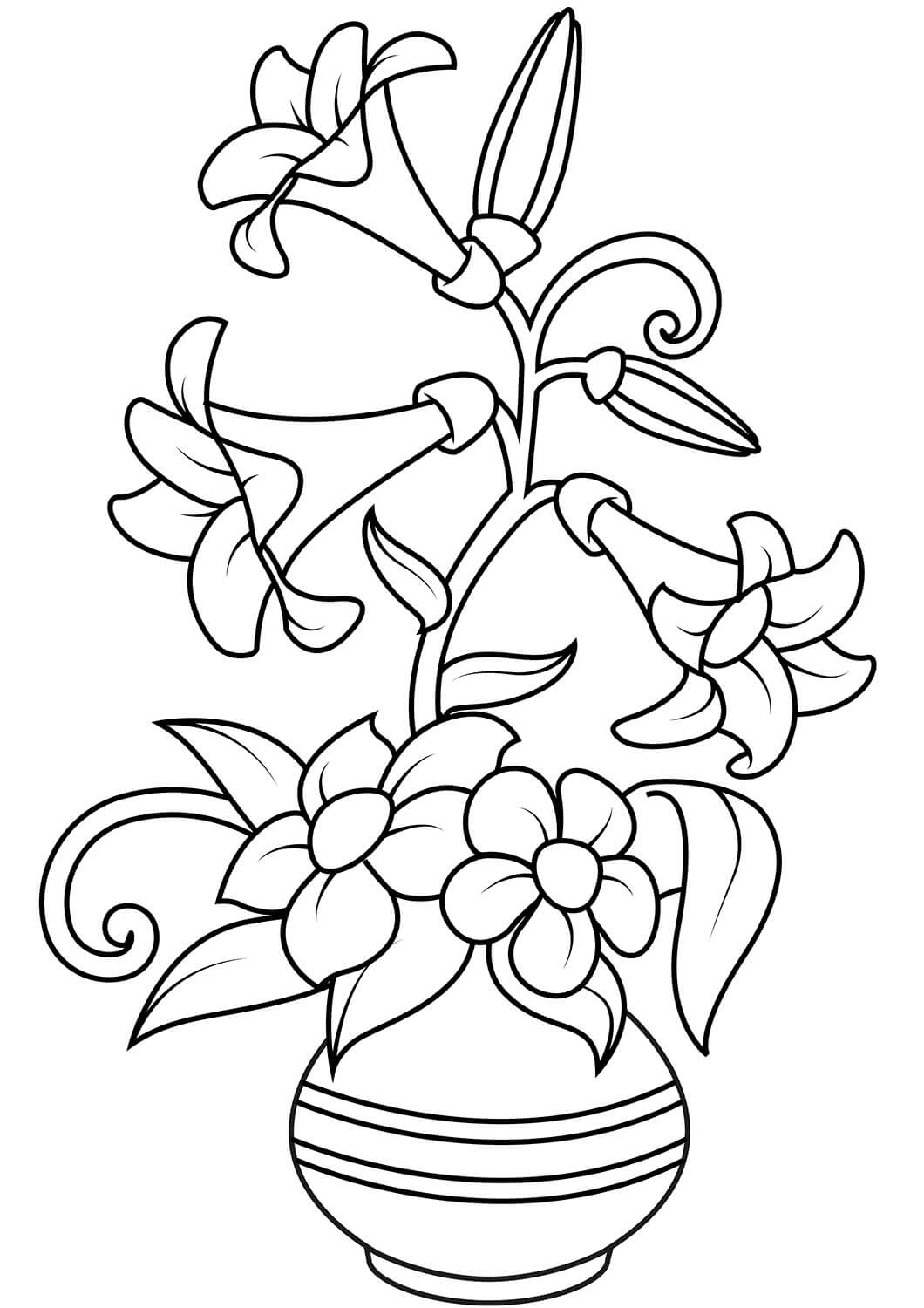 Desenhos de Vaso de Lírios para colorir