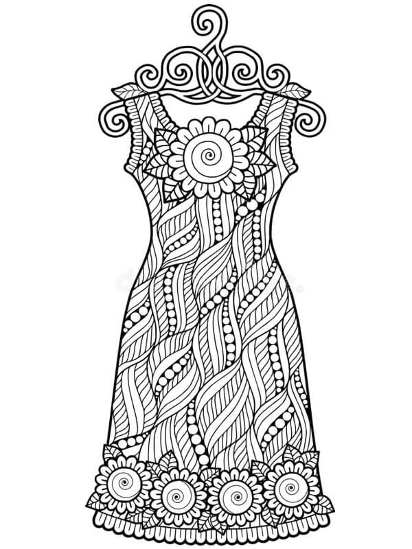 Desenhos de Vestido Zentangle para colorir