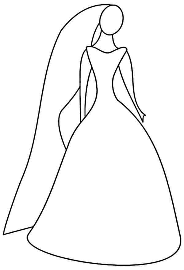 Desenhos de Vestido de Noiva Fácil para colorir