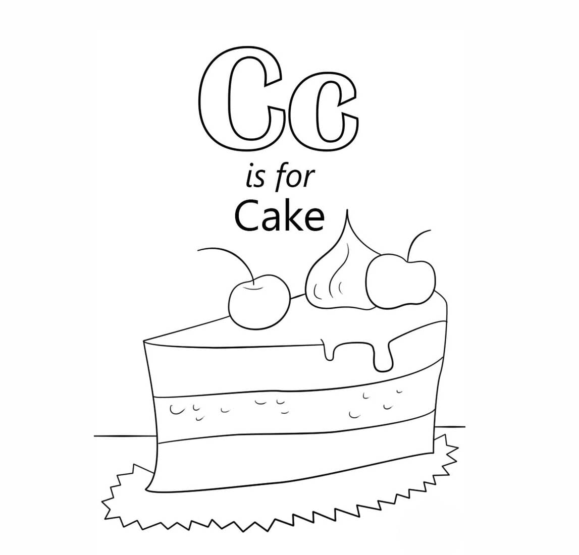 A Letra C é para bolo para colorir
