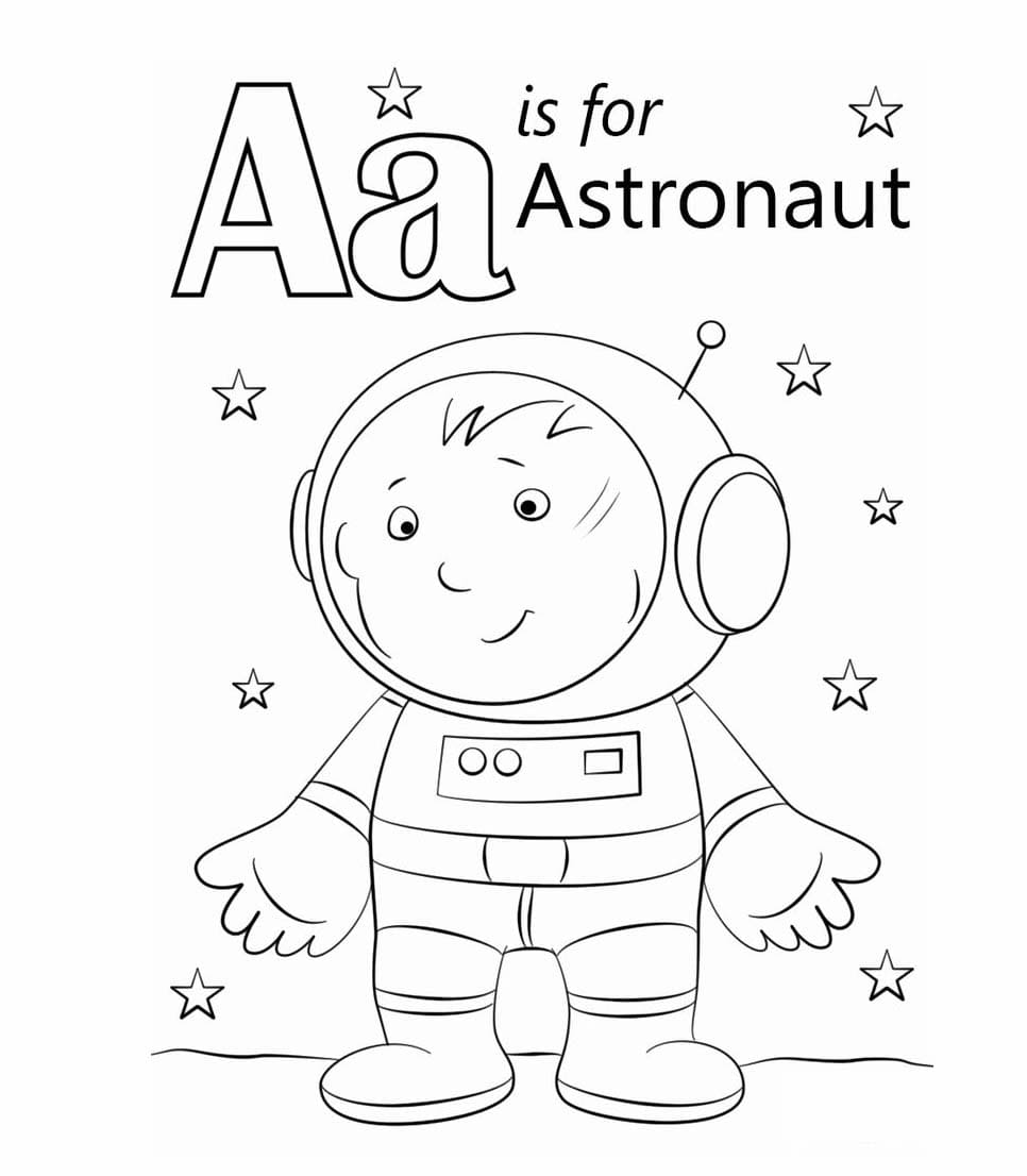 Desenhos de A letra A é para de astronauta para colorir
