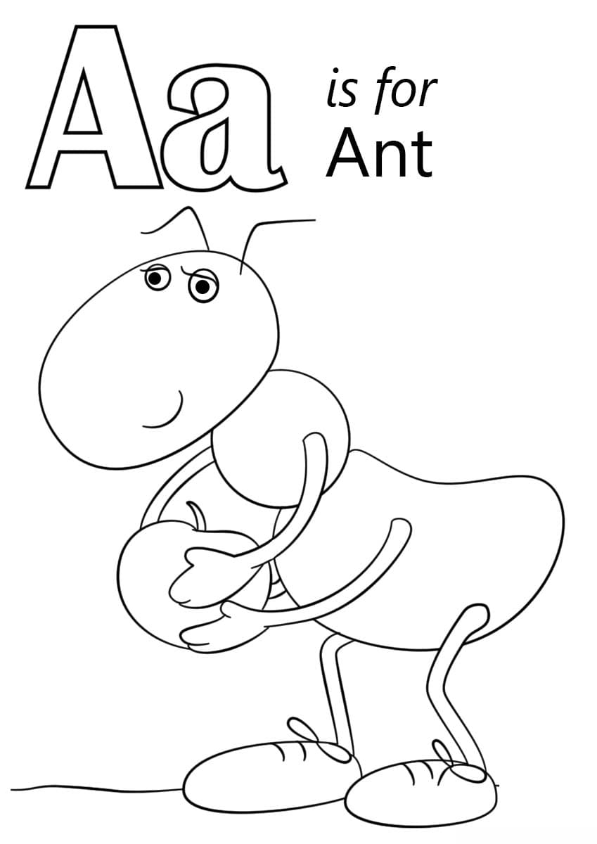 Desenhos de A letra A é para formiga para colorir