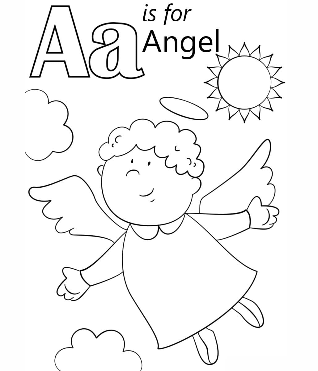A letra A é para o anjo para colorir