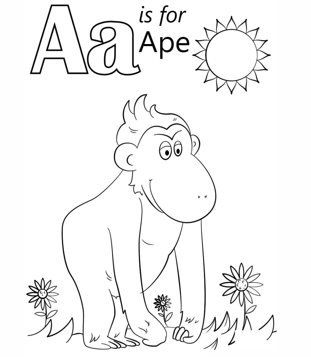 Desenhos de A letra A é para o macaco para colorir