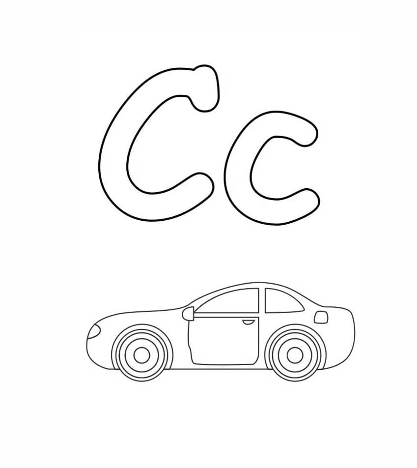 A letra C é para carro para colorir