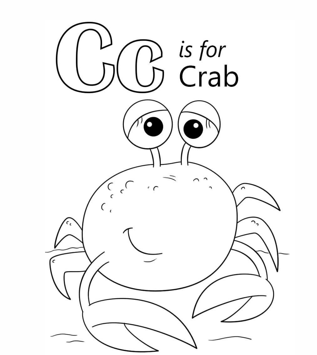 A letra C é para o caranguejo para colorir
