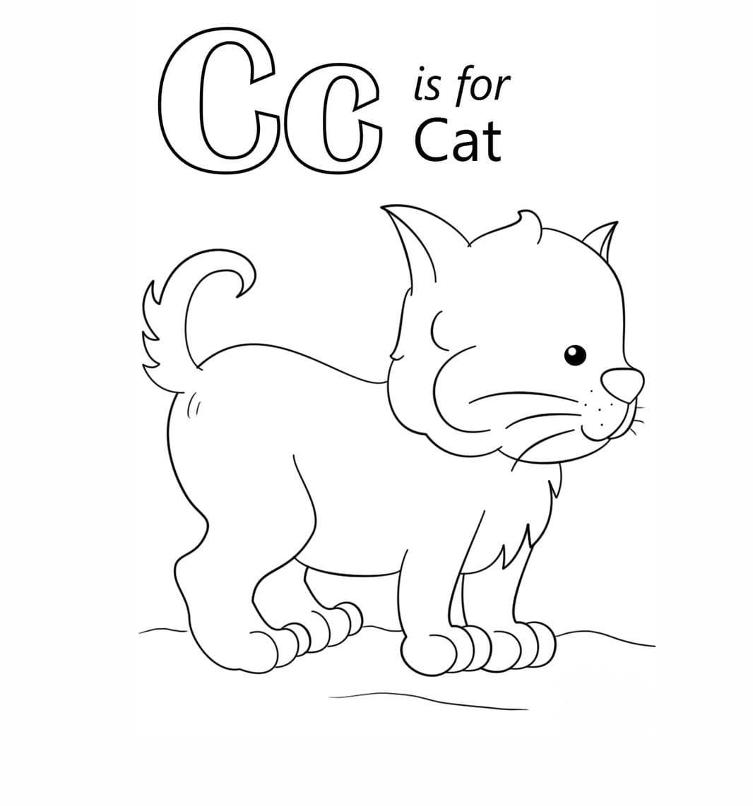 A letra C é para o gato para colorir