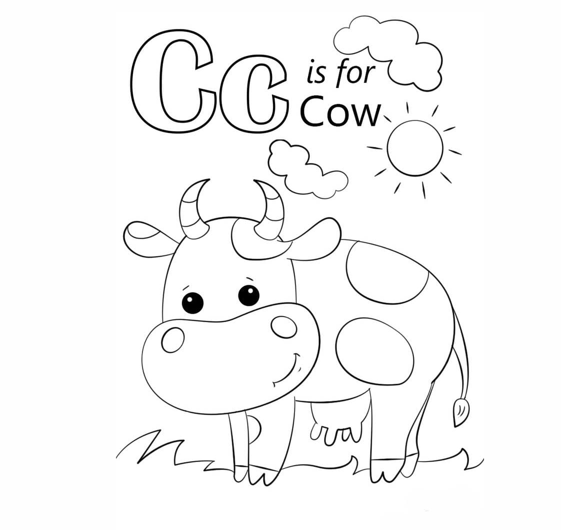 A letra C é para vaca para colorir