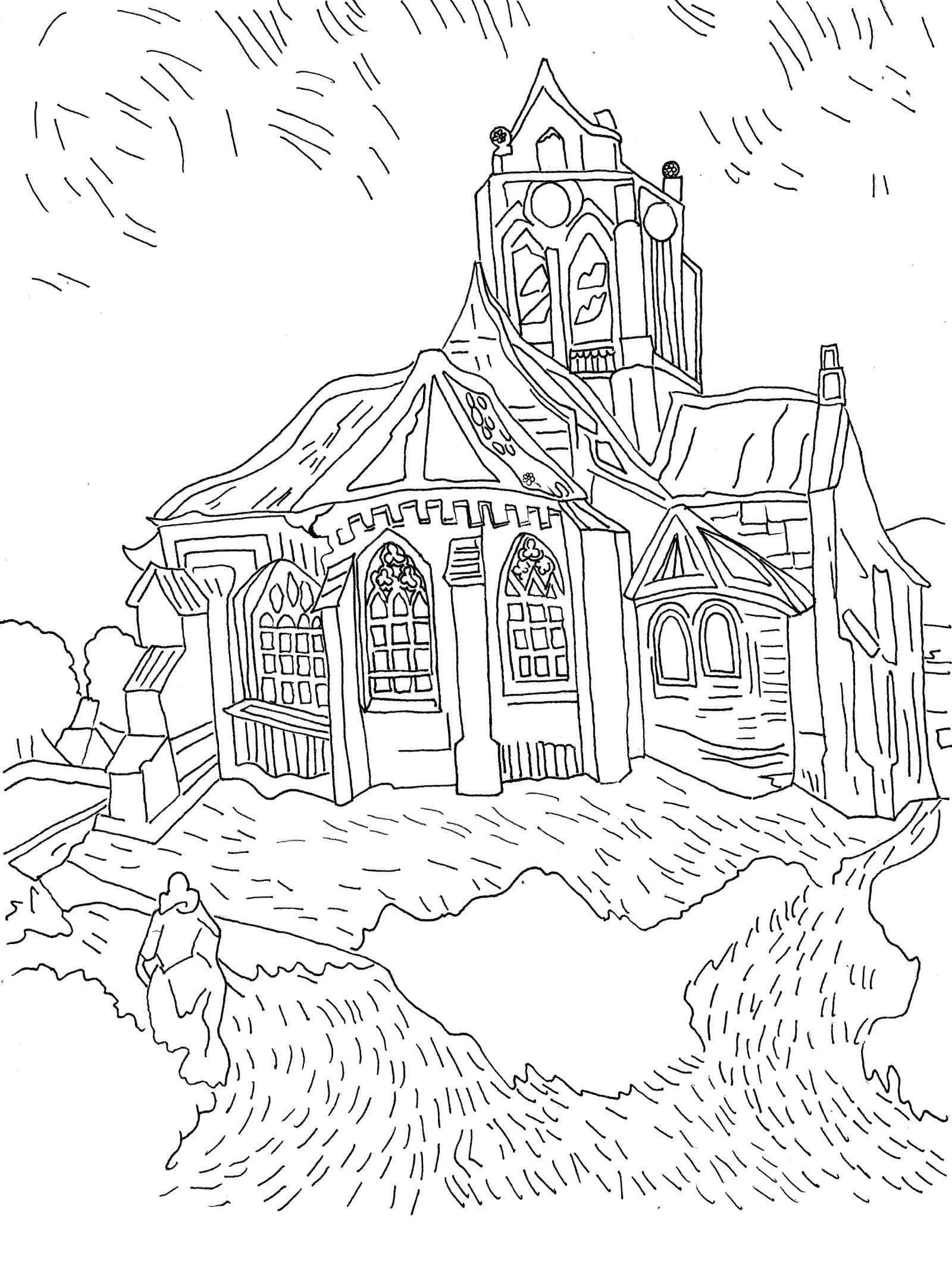 Desenhos de Casa pintada por Van Gogh para colorir