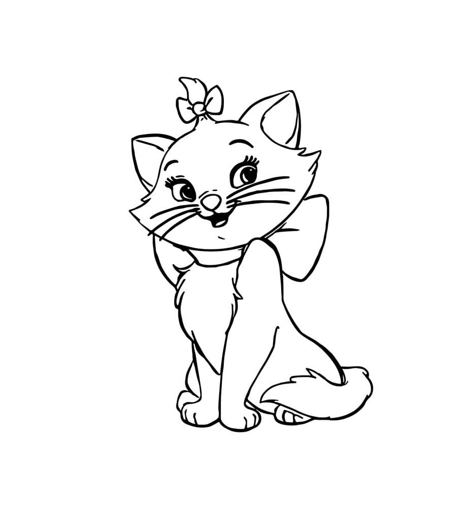 Desenhos de Contorno de Gato Marie Gratuito para colorir