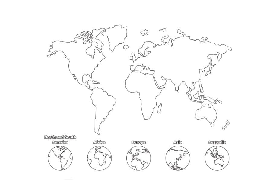 Contorno do mapa do mundo em branco para colorir