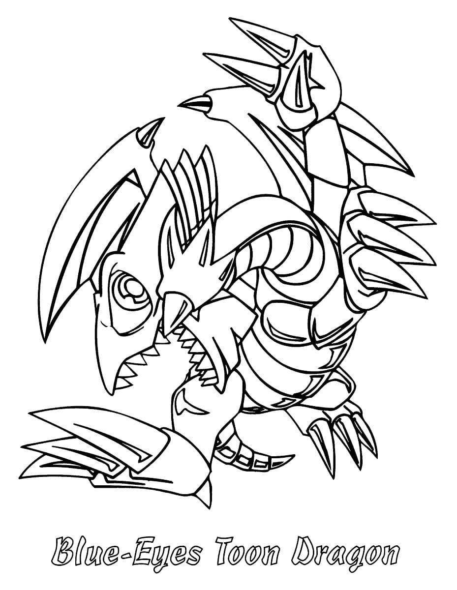 Desenhe um dragão de olhos azuis em Yu-Gi-Oh para colorir