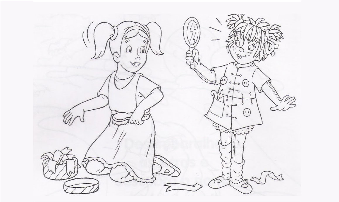 Desenho Da Emilia e sua amiga são interativas para colorir