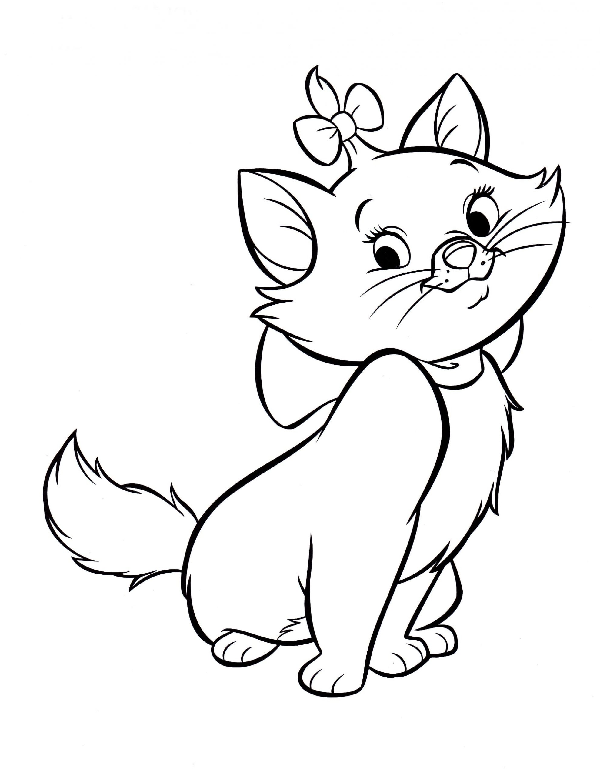 Desenhos de Gato Marie fofo para crianças para colorir
