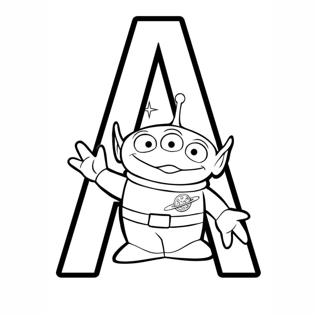 Desenhos de Letra A é para Alien para colorir